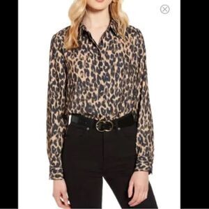 Halogen Leopard Print Blouse Top Women’s Medium